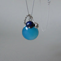 silver blue chalcedony charm necklace