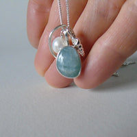 silver aquamarine beachcomber necklace