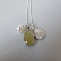 silver yellow sapphire sunshine charm necklace