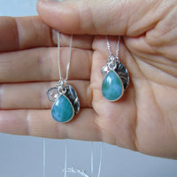 silver larimar charm necklace