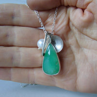silver leaf and chrysoprase necklace