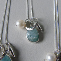 silver aquamarine beachcomber necklace