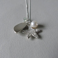 silver aquamarine beachcomber necklace