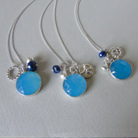 silver blue chalcedony charm necklace