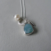 silver aquamarine beachcomber necklace