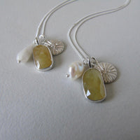 silver yellow sapphire sunshine charm necklace