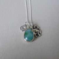 silver larimar charm necklace