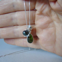 silver leaf and green tourmaline necklace