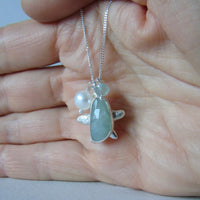 silver aquamarine beachcomber necklace
