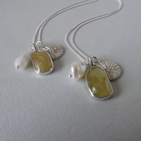 silver yellow sapphire sunshine charm necklace