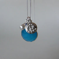 silver blue chalcedony charm necklace