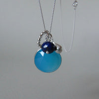 silver blue chalcedony charm necklace