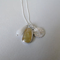 silver yellow sapphire sunshine charm necklace