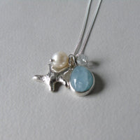 silver aquamarine beachcomber necklace