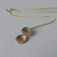 9ct yellow gold double mini leaf dish necklace