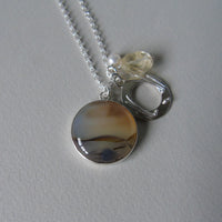 silver planet earth agate necklace