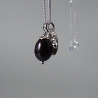 silver mini Selene necklace with black pearl