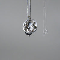 silver mini Selene necklace with black pearl