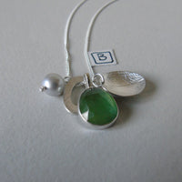 silver leaf and serpentine necklace