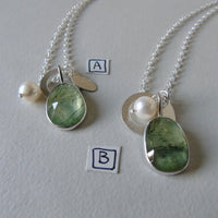 silver leaf and prehnite charm necklace