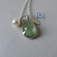 silver leaf and prehnite charm necklace