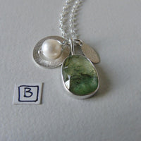 silver leaf and prehnite charm necklace