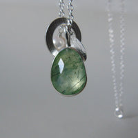 silver leaf and prehnite charm necklace