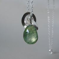silver leaf and prehnite charm necklace