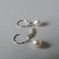 silver earrings with creamy drop pearls