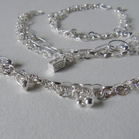 Silver chain Tangled charm bracelet