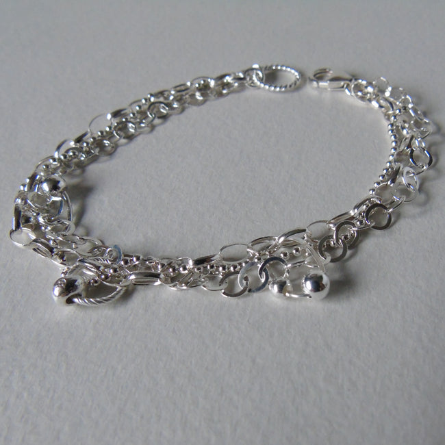 Silver chain Tangled charm bracelet