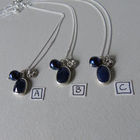silver moonlit night sapphire necklace