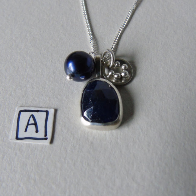 silver moonlit night sapphire necklace