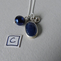 silver moonlit night sapphire necklace