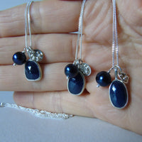 silver moonlit night sapphire necklace