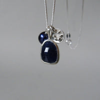 silver moonlit night sapphire necklace