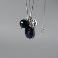 silver moonlit night sapphire necklace