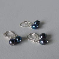 silver lever back earrings with peacock pearl drop