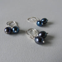 silver lever back earrings with peacock pearl drop