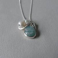 silver aquamarine beachcomber necklace