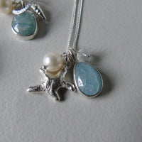 silver aquamarine beachcomber necklace