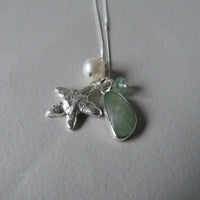 silver aquamarine beachcomber necklace