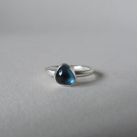 silver ring with freeform London blue topaz