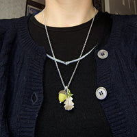 large silver oak leaf and russet swirl glass acorn necklace