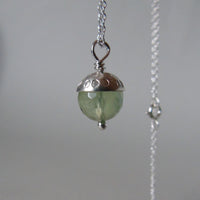 silver and prehnite or aventurine acorn necklace