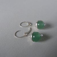 silver and prehnite or aventurine acorn earrings