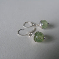 silver and prehnite or aventurine acorn earrings