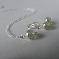 silver and prehnite or aventurine acorn earrings