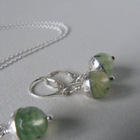 silver and prehnite or aventurine acorn earrings