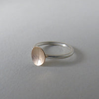 9ct yellow gold little leaf silver stacking ring